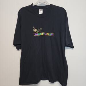 Jerzees Mardi Gras Black T-shirt Size 2X 100% Cotton Preshrunk Embroidered